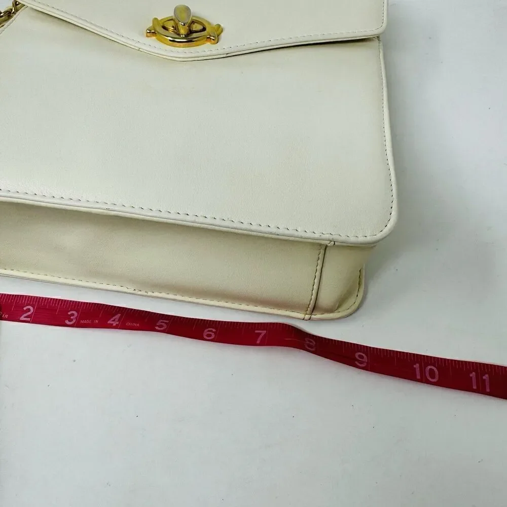 Vintage Giani Bernini Beige Leather‎ Shoulder Bag with Woven Chain Strap